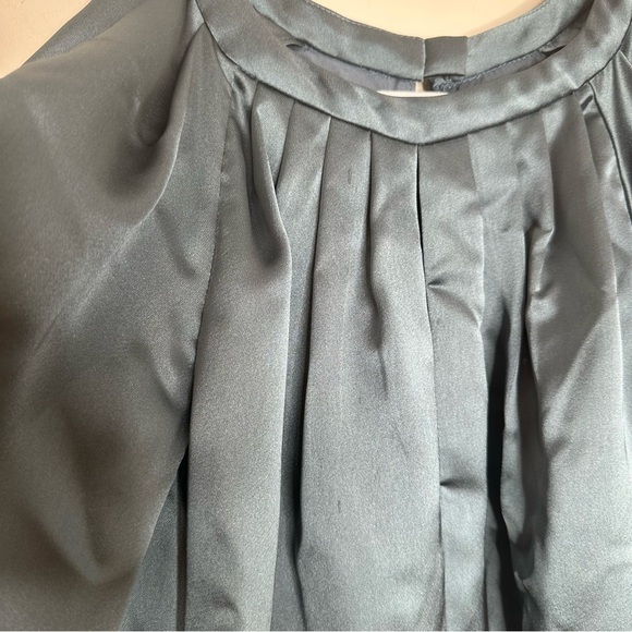 AMSALE Size 12 Women's Petrol Satin Cold Shoulder Evening Dress - Picture 5 of 11